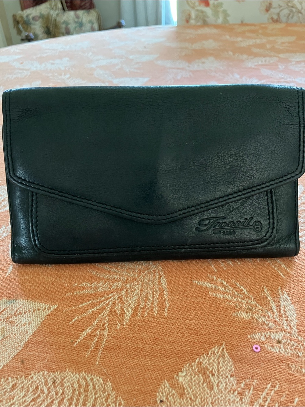 Fossil Black Leather Envelope Wallet